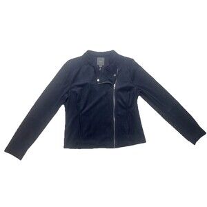 Lysse Women’s Jacket Navy Blue Zip Up Medium Soft Faux Suede Lightweight Pockets